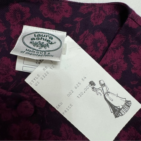 Laura Ashley Vintage 80s Floral Dress Peasant sz 12 - 10 Made in USA NWT - Picture 3 of 11
